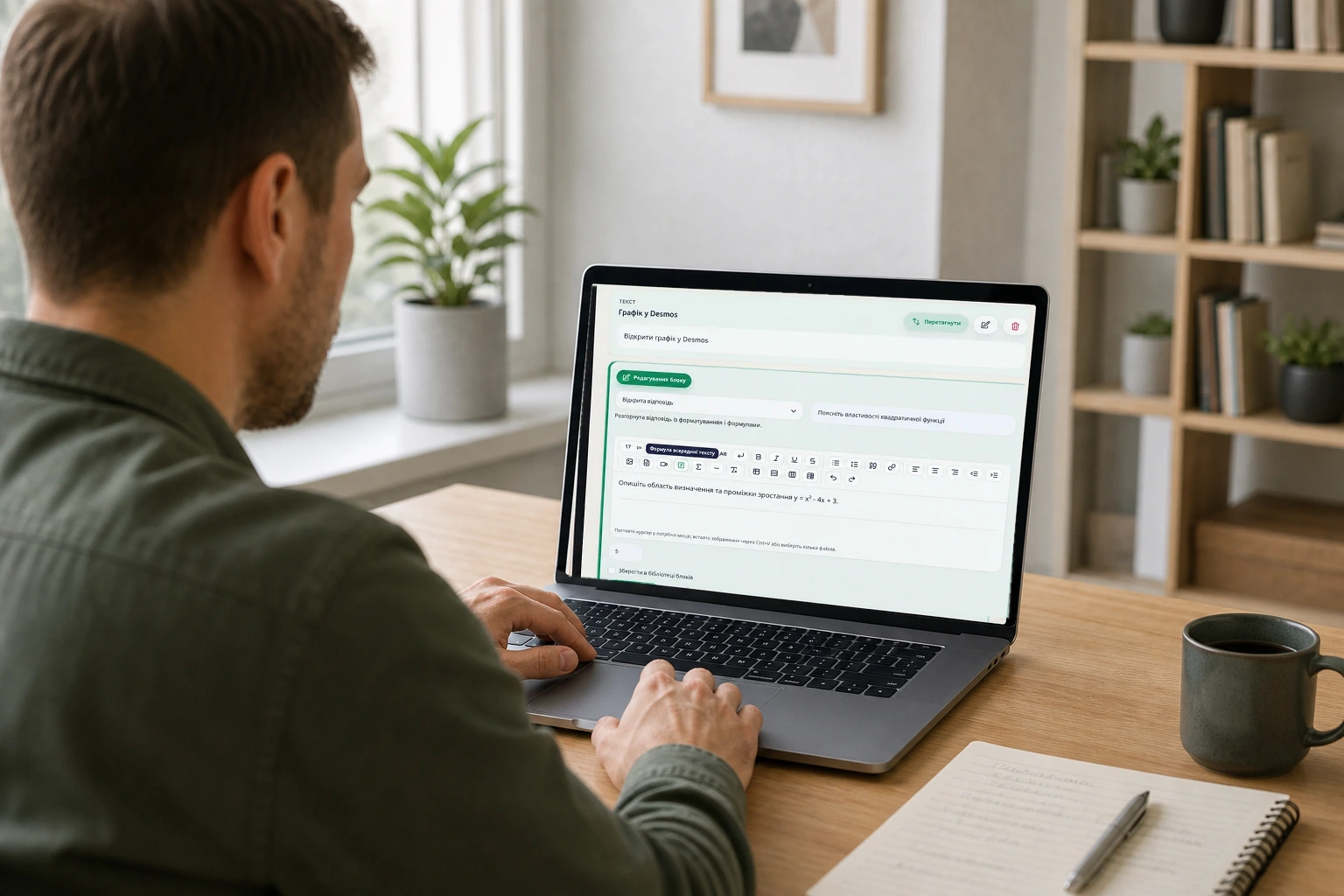 Викладач створює інтерактивний урок у Tutora на ноутбуці